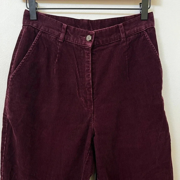 LL Bean sz 4 Tall Maroon Corduroy Slacks Pants Chinos Officewear Dark Academia - Picture 1 of 8
